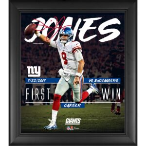 Daniel Jones New York Giants – Collage zum ersten Sieg, gerahmt, 38,1 x 43,2 cm