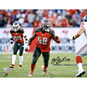 Autogrammfoto „At The Line“ von Shaquil Barrett von den Tampa Bay Buccaneers, 20,3 x 25,4 cm