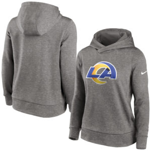 Leichtes Nike Performance-Kapuzenoberteil „Heather Charcoal“ der Los Angeles Rams für Damen