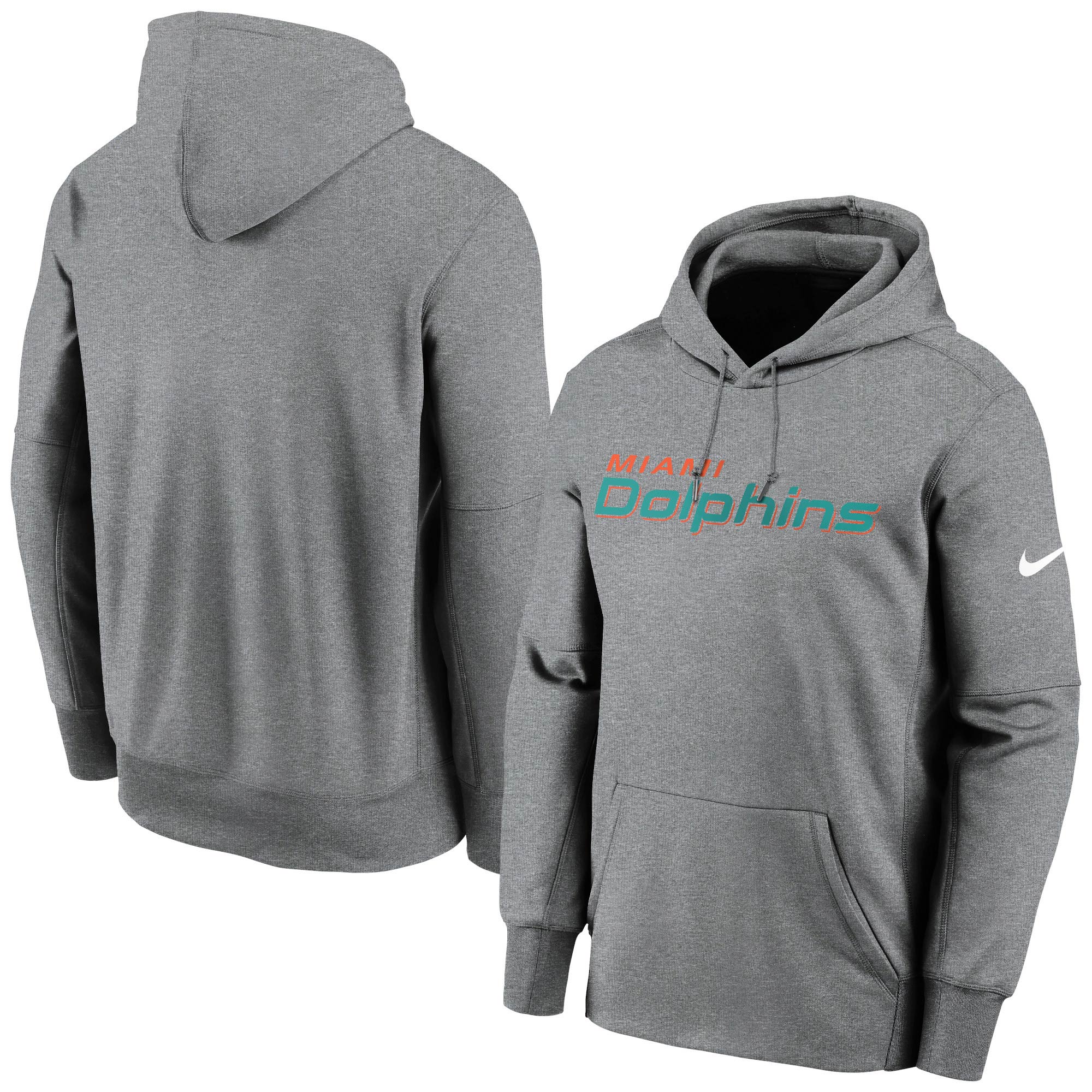 Nike Heathered Charcoal Miami Dolphins Fan Gear Wordmark Performance-Pullover-Hoodie für Herren
