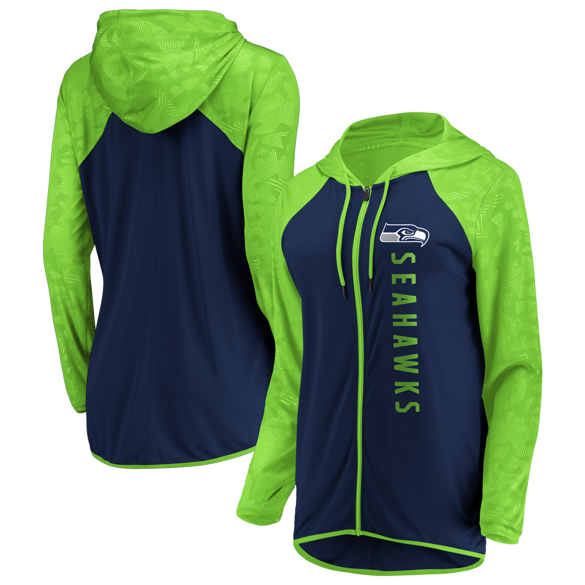 Seattle Seahawks Forever Fan-Logo-Kapuzenpullover mit durchgehendem Reißverschluss für Damen, College-Marineblau