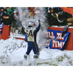 Tedy Bruschi, New England Patriots, signiertes 16 x 20 Zoll großes Schneefeier-Foto