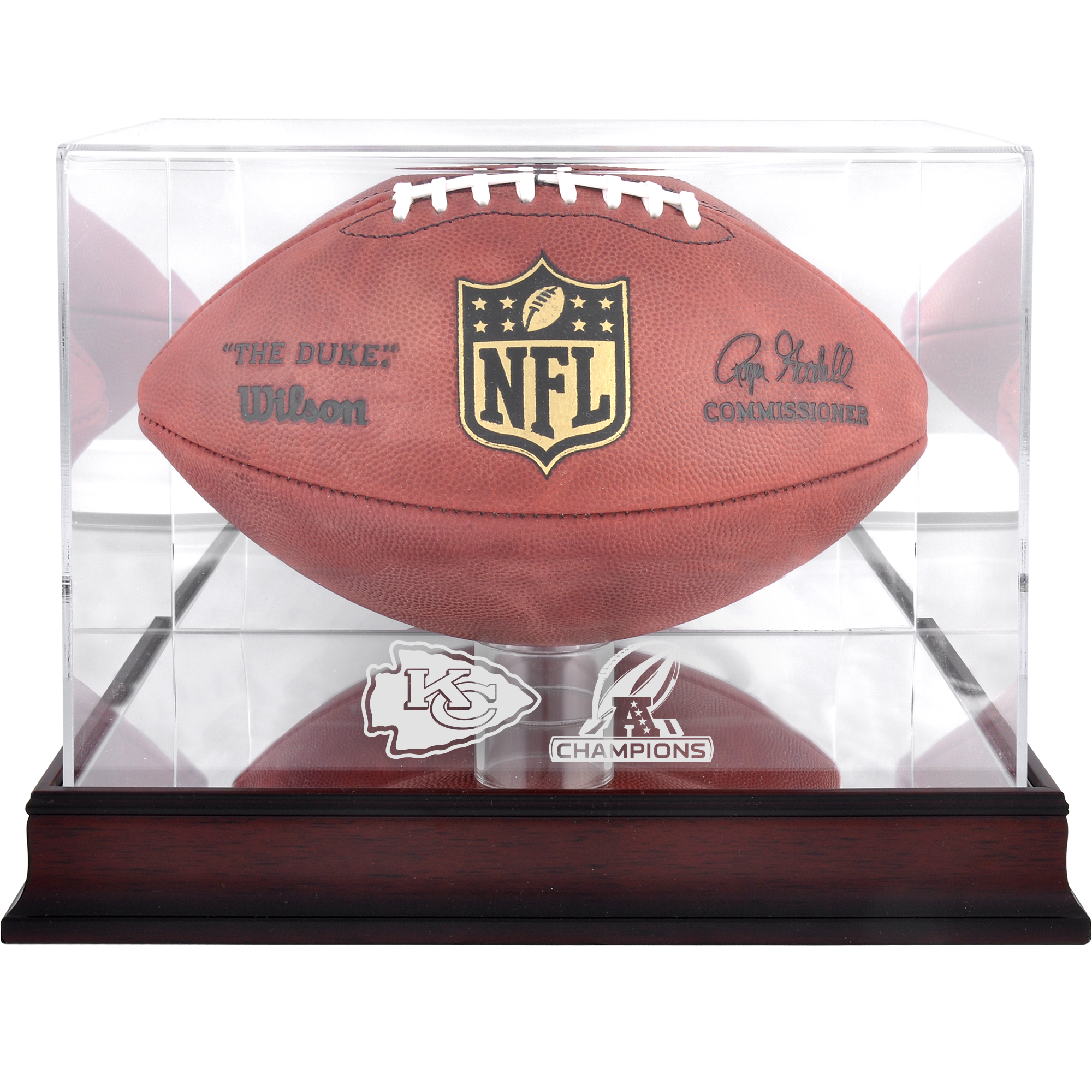 Kansas City Chiefs 2019 AFC Champions Fußballvitrine mit Logo aus Mahagoni