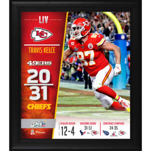 Travis Kelce Kansas City Chiefs, gerahmte Collage im 15 x 17 Zoll großen Super Bowl LIV Champions-Stil