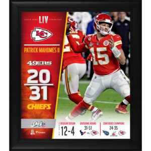 Patrick Mahomes Kansas City Chiefs, gerahmt, 15 x 17 Zoll, Super Bowl LIV Champions Collage