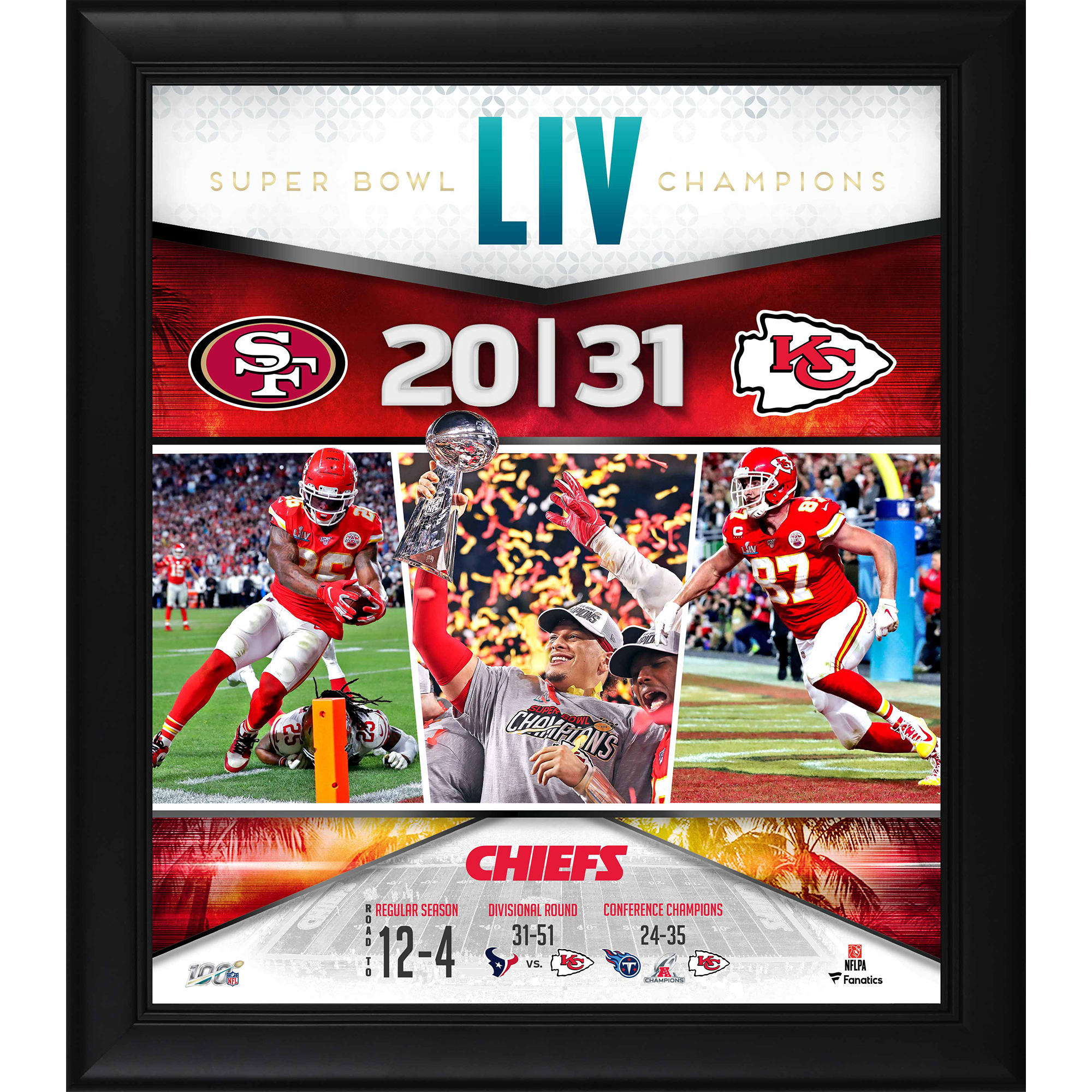 Kansas City Chiefs – gerahmte 15 x 17 Zoll Super Bowl LIV Champions Team-Collage