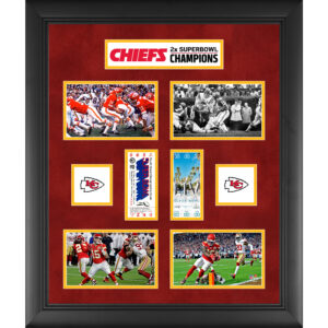 Kansas City Chiefs – gerahmte Collage mit Ticket des zweifachen Super Bowl-Siegers, 58,4 x 68,6 cm