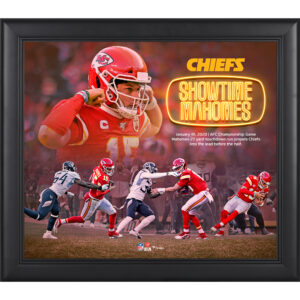 Patrick Mahomes Kansas City Chiefs, gerahmt, 15 x 17 Zoll, AFC Champions Playoff-Moment, Rushing Touchdown Progression Collage