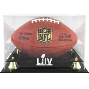 Goldene Vitrine mit klassischem Super Bowl LIV-Football-Logo