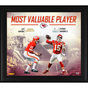 Patrick Mahomes & Len Dawson Kansas City Chiefs, gerahmt, 15 x 17 Zoll, Super Bowl LIV Champions, Super Bowl LIV & IV MVP Collage