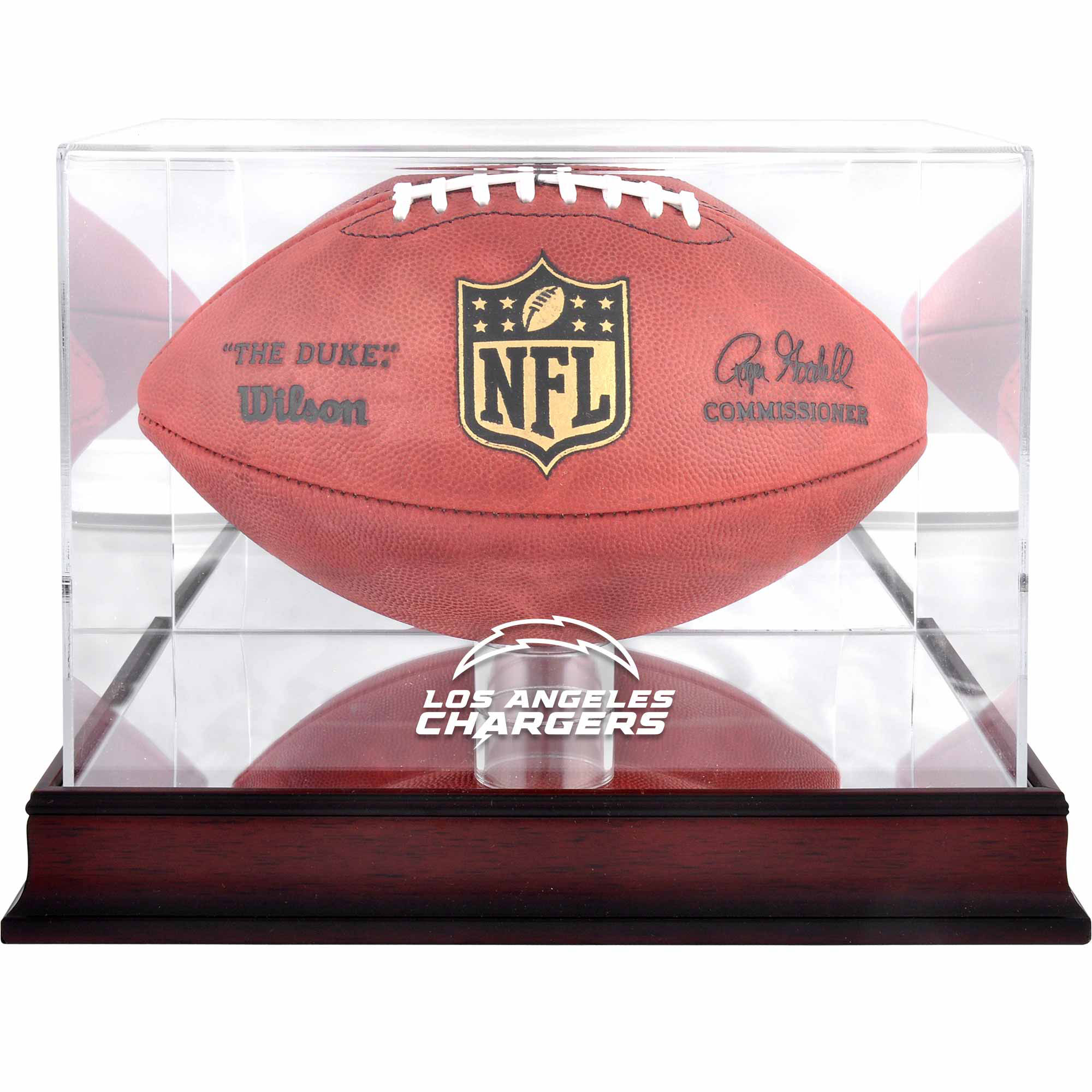 Vitrine mit Logo des Football-Teams der Los Angeles Chargers aus Mahagoni mit verspiegelter Rückseite