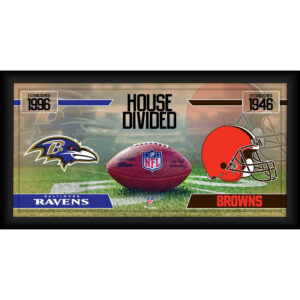 Baltimore Ravens vs. Cleveland Browns, gerahmt, 25,4 x 50,8 cm, House Divided Football Collage