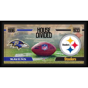 Baltimore Ravens vs. Pittsburgh Steelers, gerahmt, 25,4 x 50,8 cm, House Divided Football Collage