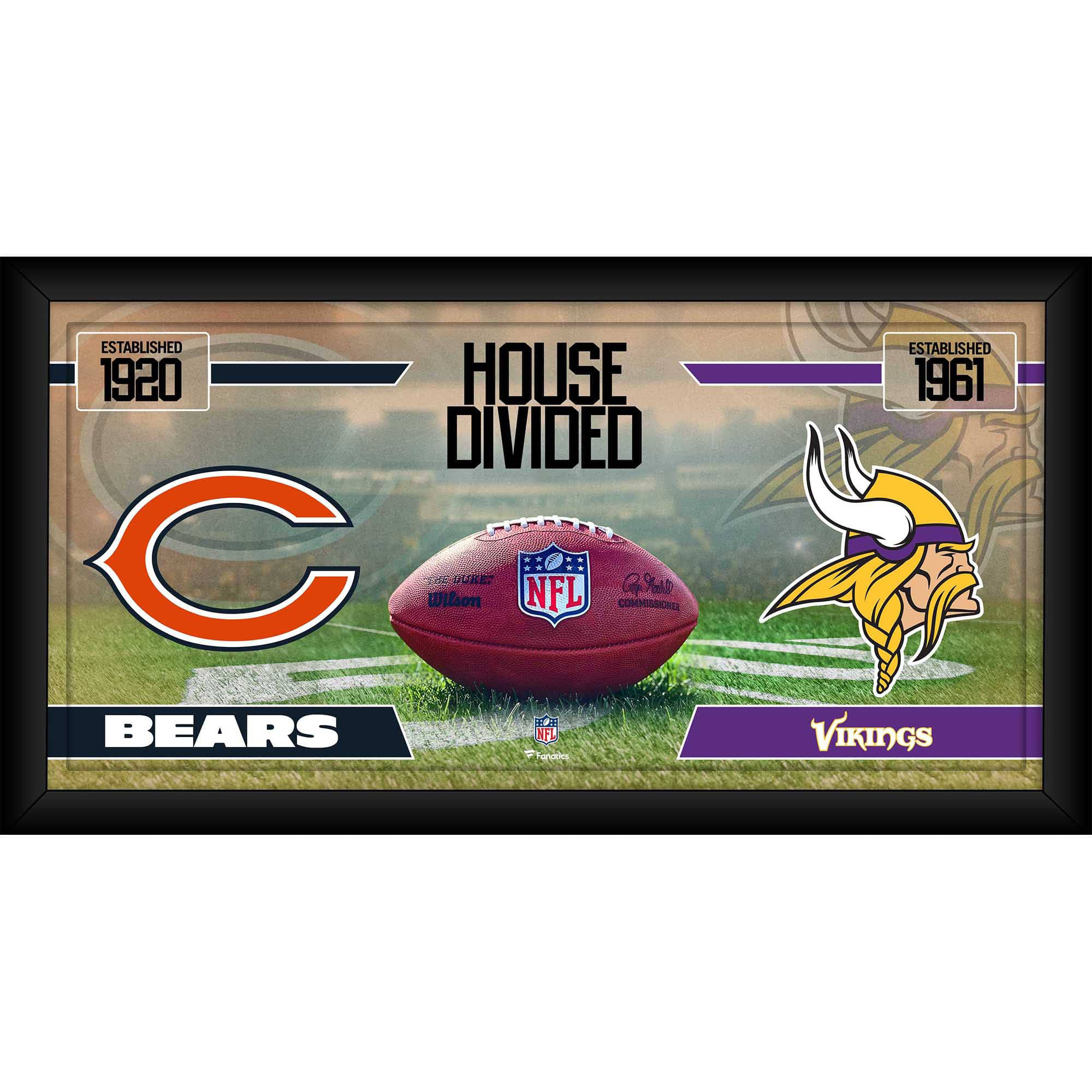 Chicago Bears vs. Minnesota Vikings, gerahmt, 25,4 x 50,8 cm, House Divided Football Collage