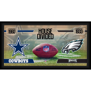 Dallas Cowboys vs. Philadelphia Eagles, gerahmt, 25,4 x 50,8 cm, Haus geteilte Football-Collage