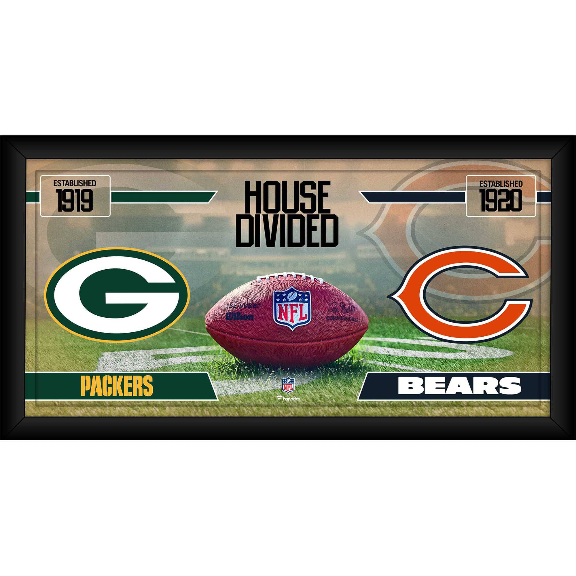 Green Bay Packers vs. Chicago Bears Gerahmte 10″ x 20″ Haus geteilte Football-Collage