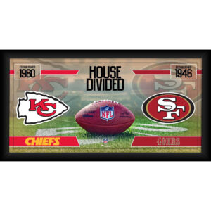 Kansas City Chiefs vs. San Francisco 49ers, gerahmt, 25,4 x 50,8 cm, House Divided Football-Collage