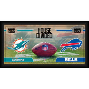 Miami Dolphins vs. Buffalo Bills, gerahmt, 25,4 x 50,8 cm, Haus geteilte Football-Collage