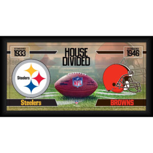 Pittsburgh Steelers vs. Cleveland Browns, gerahmt, 25,4 x 50,8 cm, House Divided Football Collage