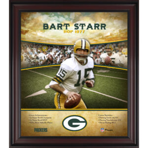 Bart Starr Green Bay Packers Hall of Fame Karriereprofil, gerahmt, 15 x 17 Zoll