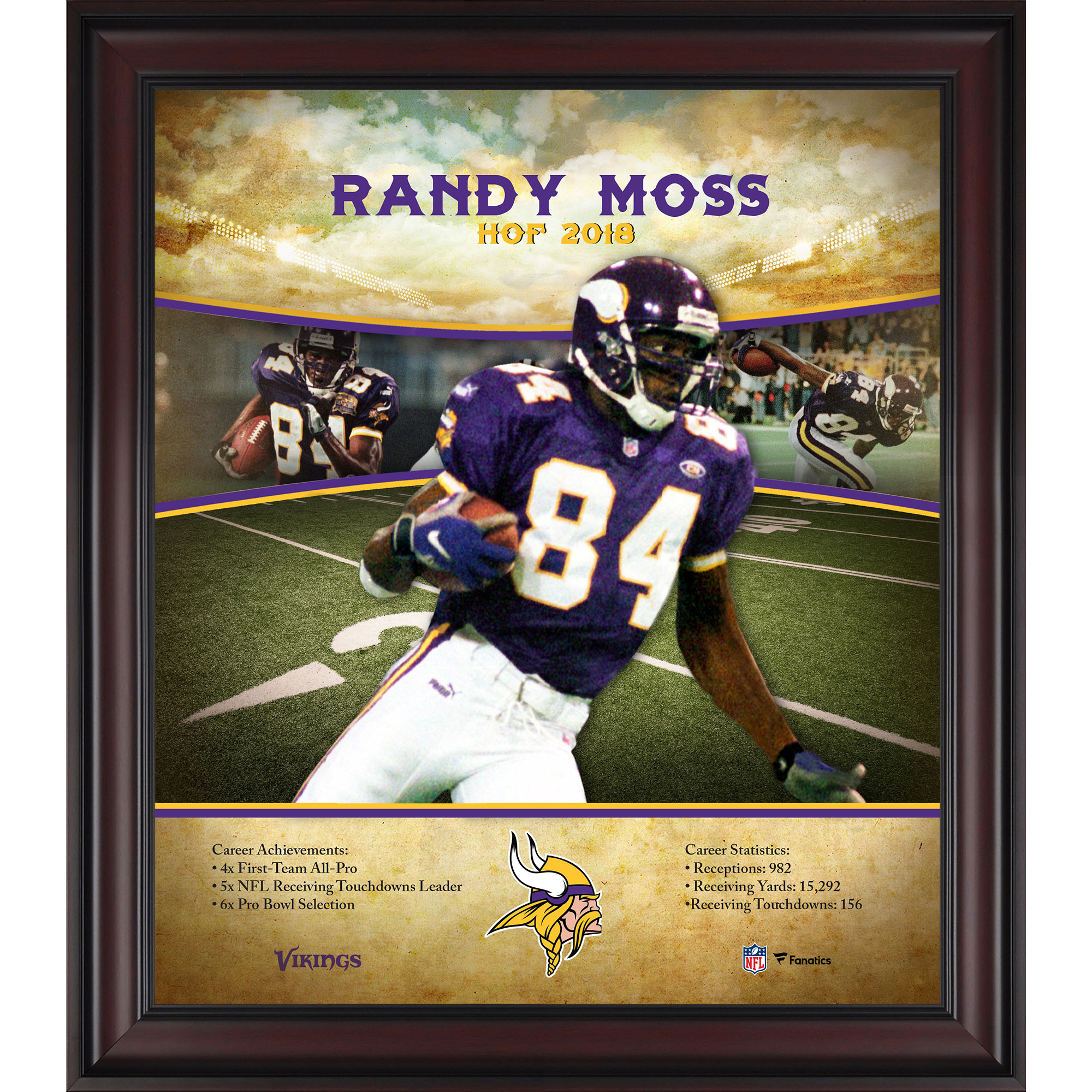 Randy Moss Minnesota Vikings gerahmtes 15″ x 17″ Hall of Fame Karriereprofil