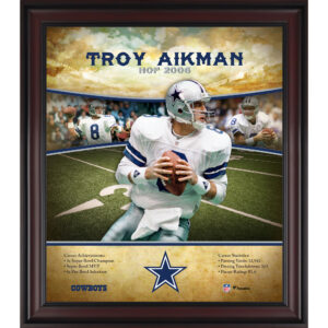 Troy Aikman Dallas Cowboys Hall of Fame Karriereprofil, gerahmt, 15 x 17 Zoll