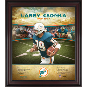 Larry Csonka Miami Dolphins Hall of Fame Karriereprofil, gerahmt, 15 x 17 Zoll