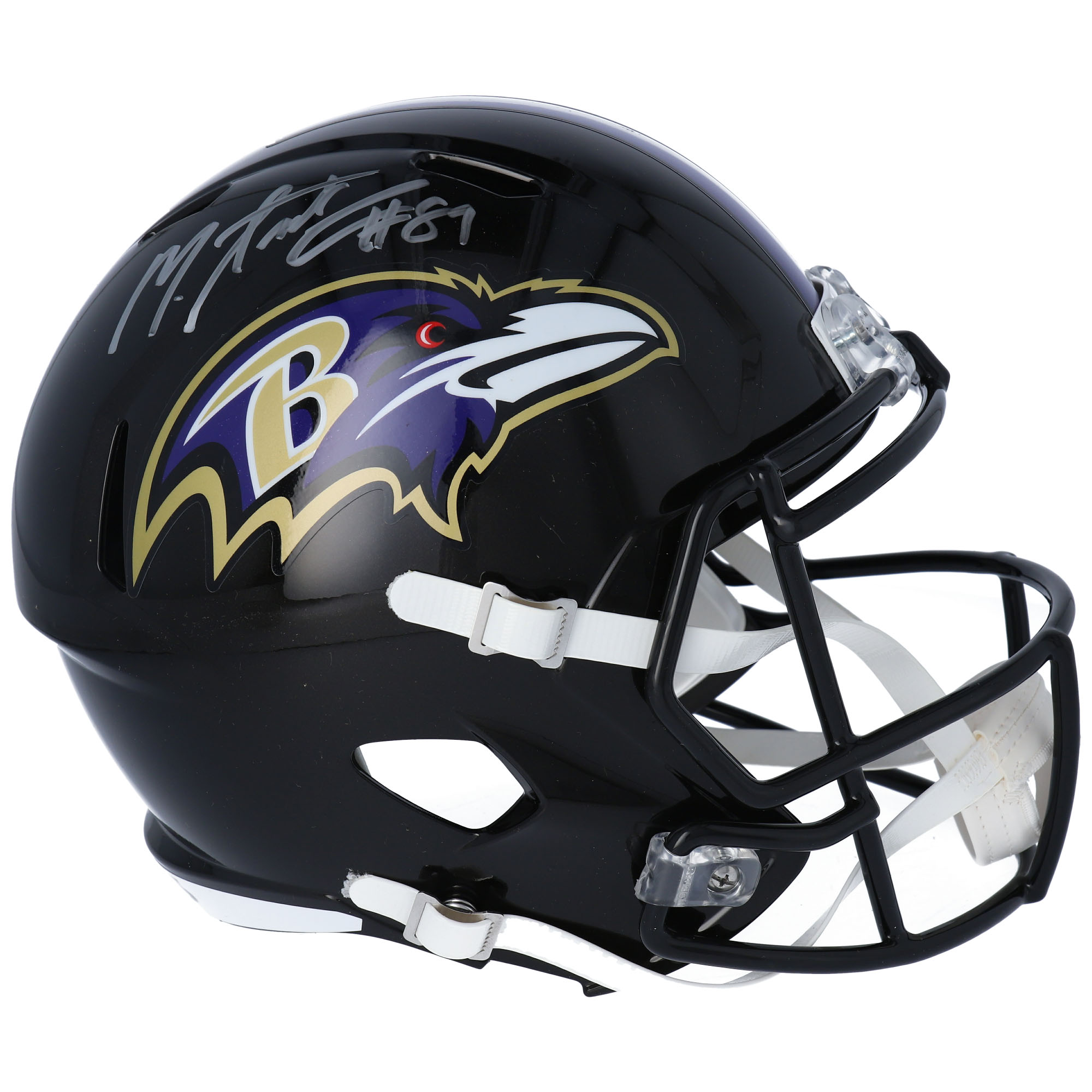 Von Mark Andrews signierter Riddell Speed-Replika-Helm der Baltimore Ravens