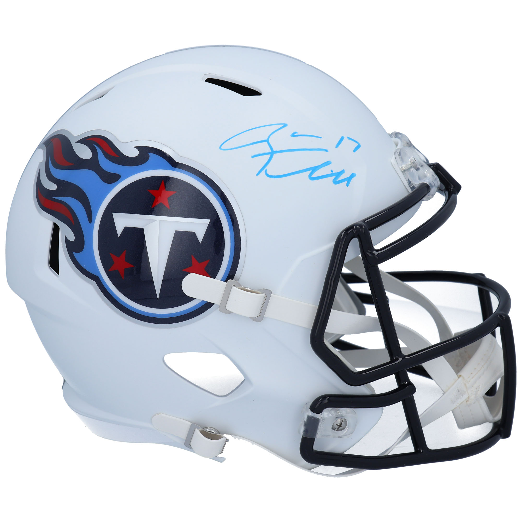 Ryan Tannehill, Tennessee Titans, signierter Riddell, flacher weißer Alternate Revolution Speed-Replika-Helm