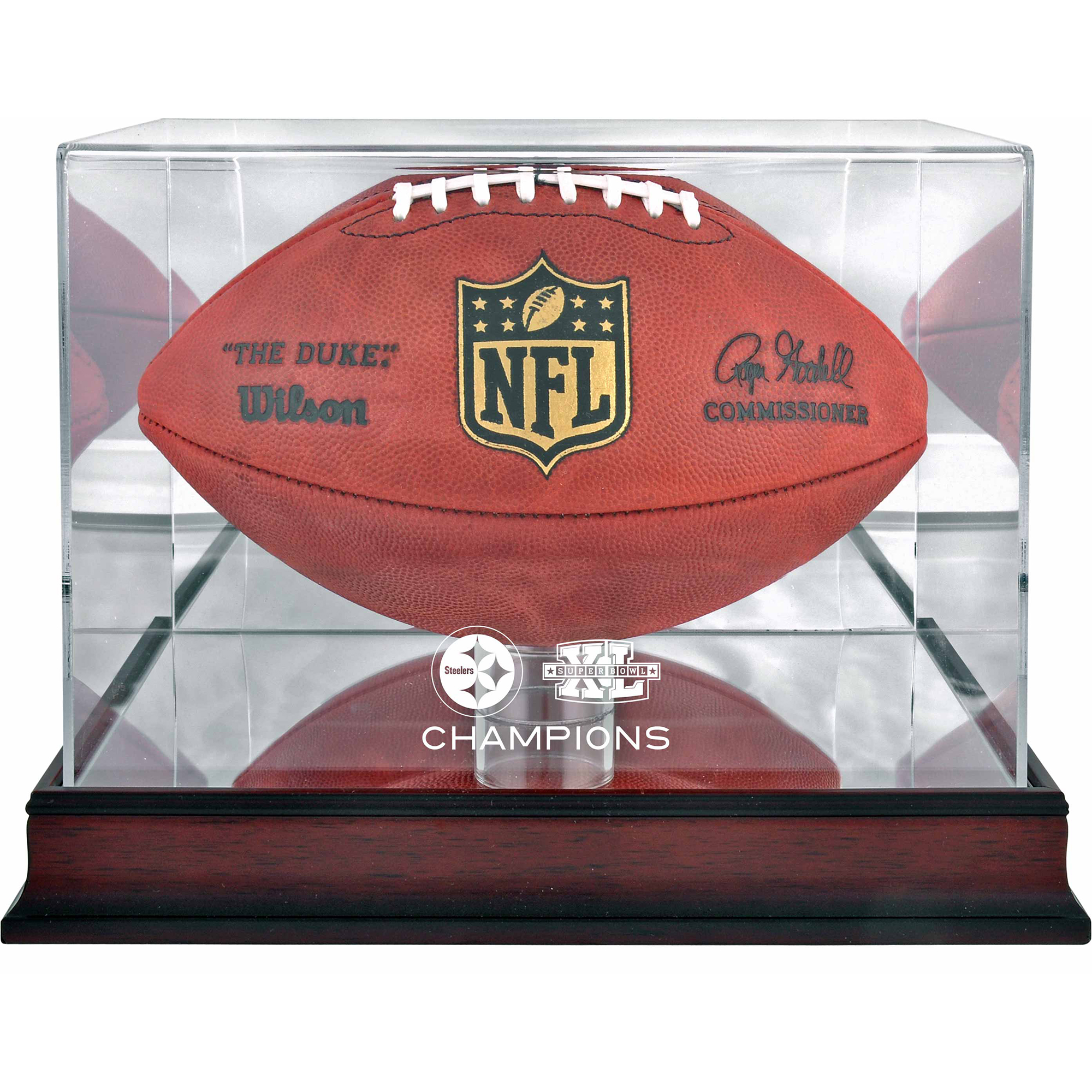 Pittsburgh Steelers Super Bowl XL Champions Mahagoni Football-Logo-Vitrine