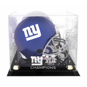 Goldener klassischer Helm mit Logo der New York Giants für die Champions des Super Bowl XLII