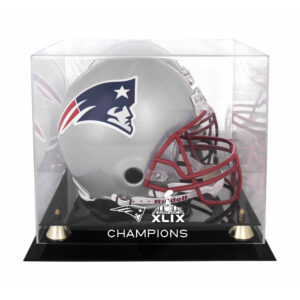 Goldener klassischer Helm mit Logo der New England Patriots für den Super Bowl XLIX Champions