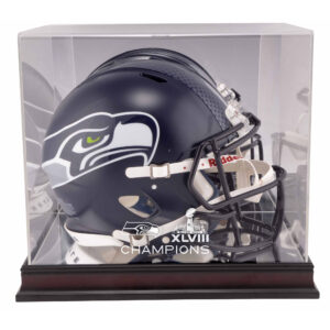 Seattle Seahawks Super Bowl XLVIII Champions Mahagoni Helm Logo Vitrine