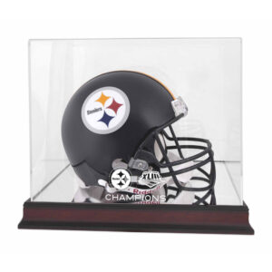 Vitrine mit Mahagoni-Helm-Logo der Pittsburgh Steelers für den Super Bowl XLIII Champions