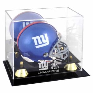 Goldene klassische Mini-Vitrine mit Logo des New York Giants-Super-Bowl-Champions