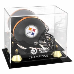 Pittsburgh Steelers Super Bowl XL Champions Goldener klassischer Mini-Helm mit Logo-Vitrine