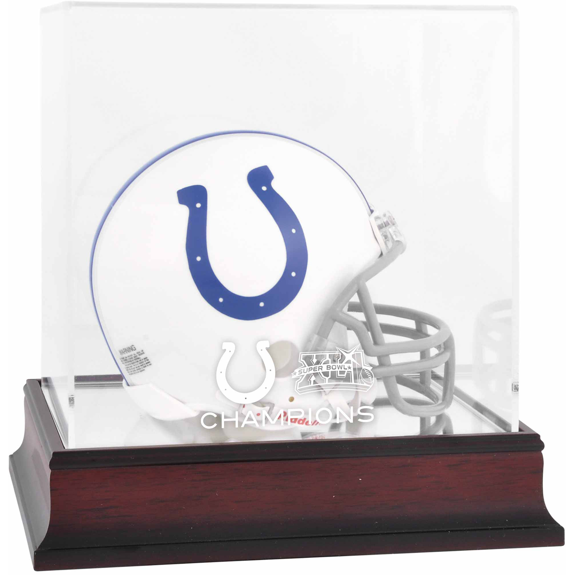 Indianapolis Colts Super Bowl XLI Champions Mahagoni Mini Helm Logo Vitrine