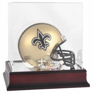 New Orleans Saints Super Bowl XLIV Champions Mahagoni Mini Helm Logo Vitrine