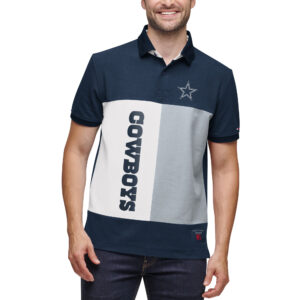 Tommy Hilfiger Poloshirt „Dallas Cowboys“ in Farbblock-Optik für Herren in Marineblau/Grau