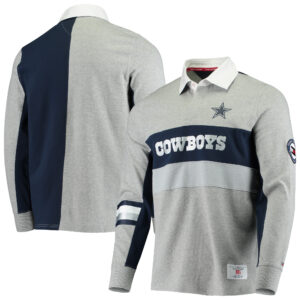 Grau meliertes Dallas Cowboys Rugby-Langarm-Poloshirt für Herren von Tommy Hilfiger