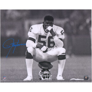 Lawrence Taylor, New York Giants, signiertes 16 x 20 Zoll großes Helmsitzfoto, blaue Tinte