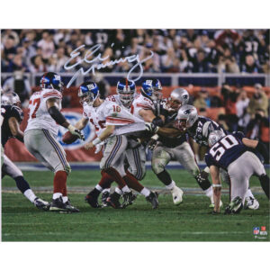 Signiertes 8 x 10 Zoll großes Foto von Eli Manning, New York Giants, Super Bowl XLII Escape