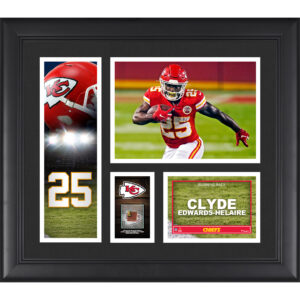 Clyde Edwards-Helaire Kansas City Chiefs – gerahmte 15″ x 17″ Spielercollage mit einem Stück eines beim Spiel verwendeten Footballs