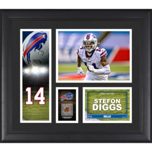 Stefon Diggs Buffalo Bills Gerahmte 15″ x 17″ Spielercollage mit einem Stück eines beim Spiel verwendeten Footballs