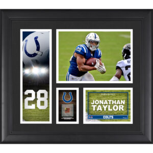 Jonathan Taylor Indianapolis Colts Gerahmte 15″ x 17″ Spielercollage mit einem Stück eines beim Spiel verwendeten Footballs