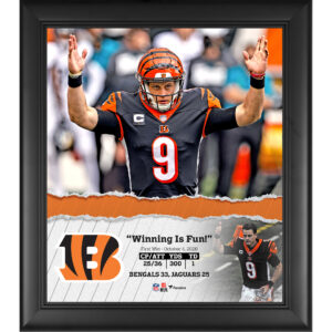 Joe Burrow – Collage „First Win“ der Cincinnati Bengals, gerahmt, 38,1 x 43,2 cm