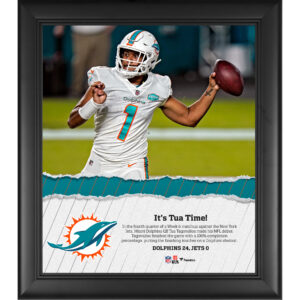 Tua Tagovailoa Miami Dolphins, gerahmt, 15 x 17 Zoll, Tua Time NFL-Debüt-Collage