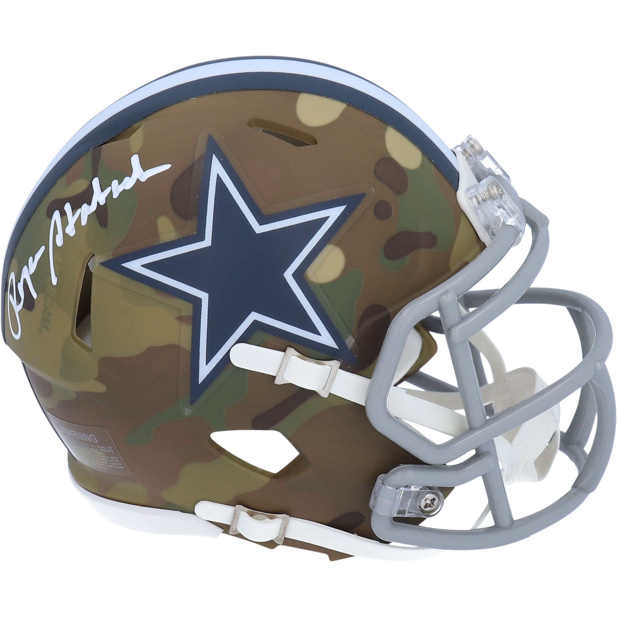 Roger Staubach Dallas Cowboys signierter Riddell CAMO Alternate Speed ​​Mini Helm