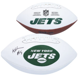 Von Keyshawn Johnson, New York Jets, signierter Wilson White Panel Football