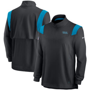 Schwarze Nike Carolina Panthers 2021 Sideline Coaches Repel Quarter-Zip-Jacke für Herren